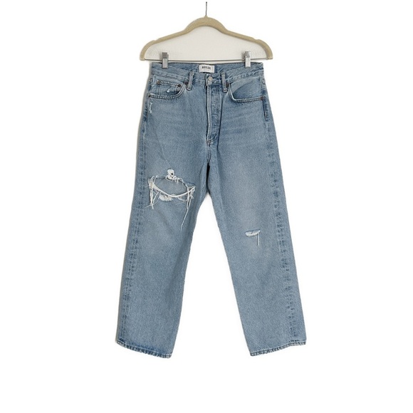 AGOLDE 90s Crop High-Rise Distressed Jeans in Echo Size 25 - Picture 4 of 5